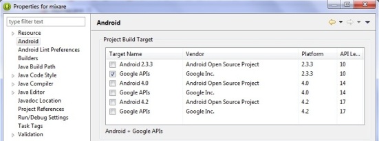 Set Android API